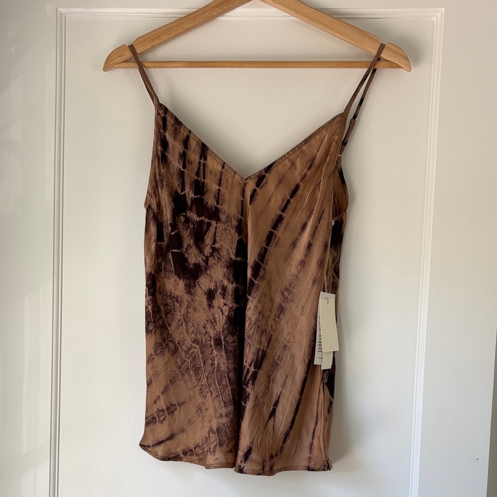 Brown Tie-Dye Satin Cami Top